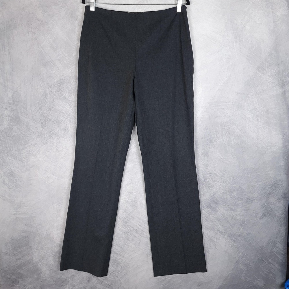 Ralph Lauren Black Label Pants Womens 12 Gray Wool Stretch Straight Leg Classic